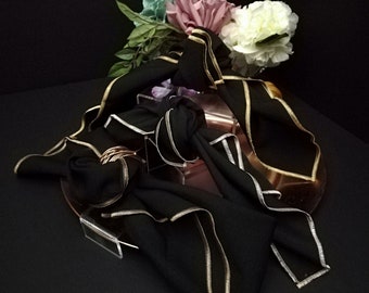 Black and Rose Gold, Pink Rose Gold, Gold Rose, Polyester Cocktail Napkins and Dinner Napkins