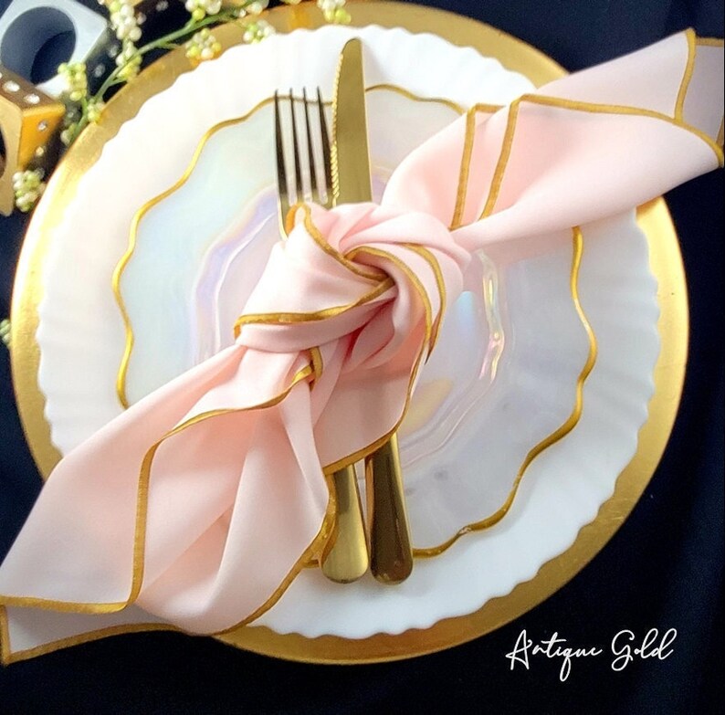 Pink and Gold Napkins Light Pink Rose Gold Etsy