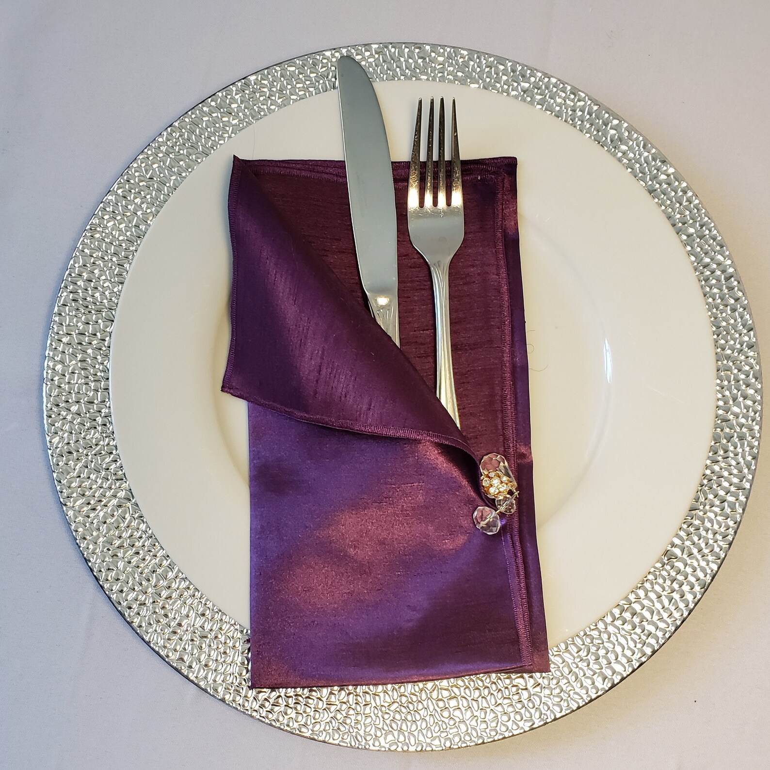 Eggplant/ Plum Napkins Reversible Satin Shantung Polyester Etsy