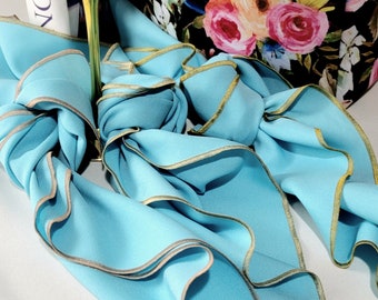 Aqua Blue and Gold, Polyester Dinner Napkins, Cocktail Napkins Aqua Blue, Turquoise