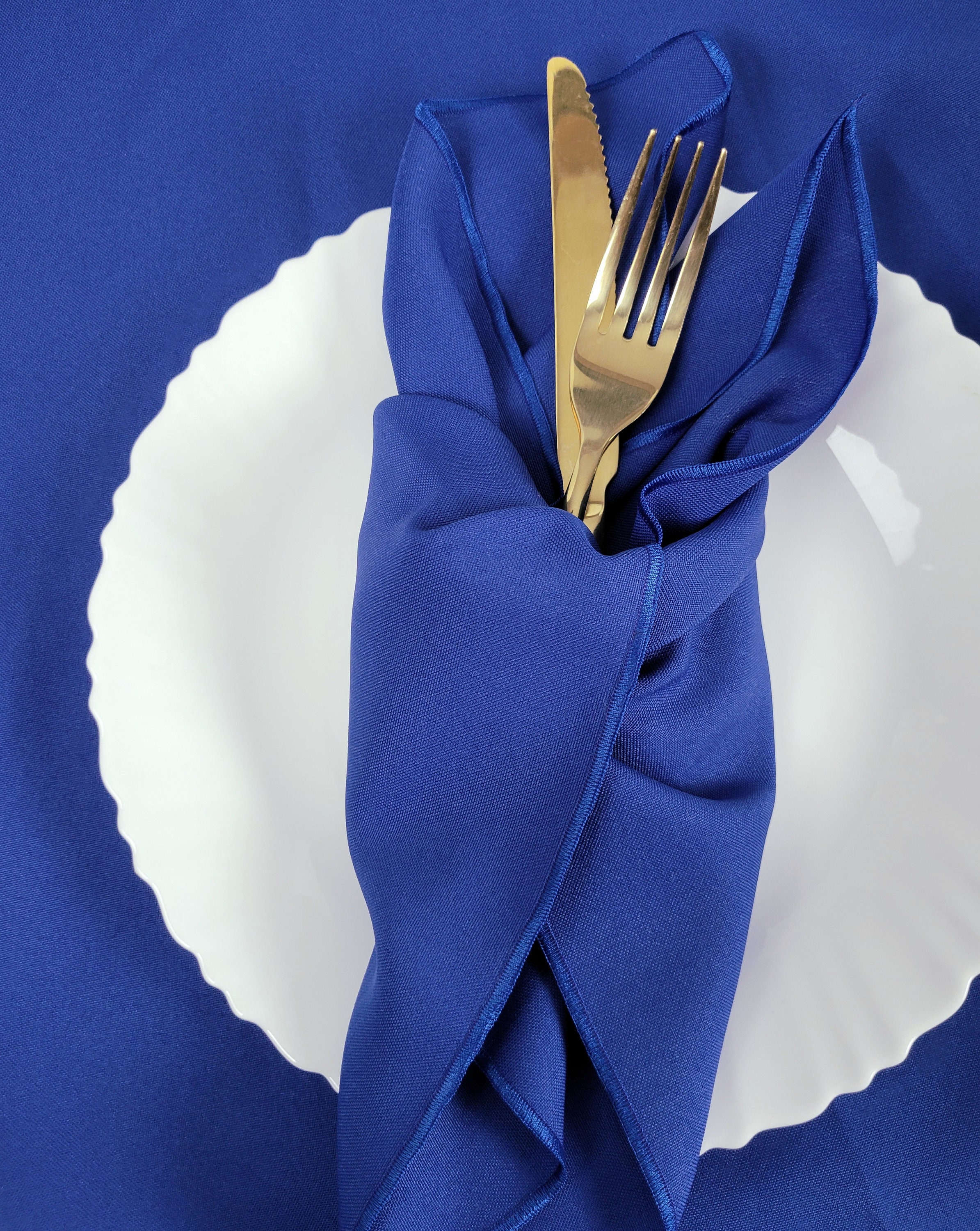 Royal Blue Polyester Dinner Napkin Blue Cloth Napkin Etsy