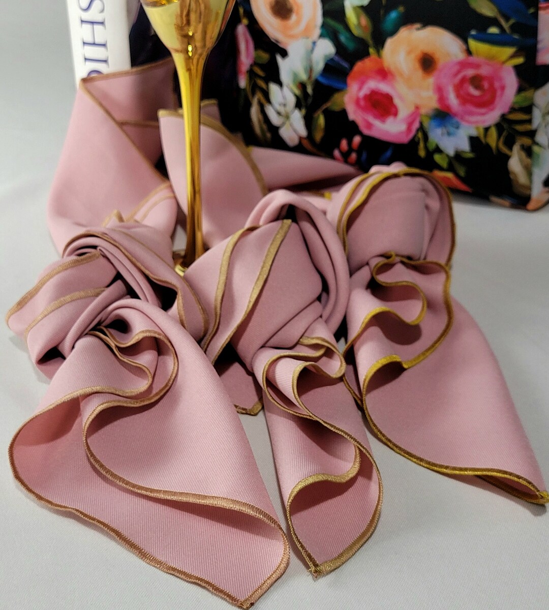 Dusty Rose Pink and Gold Napkins, Polyester, Cocktail/dinner Napkins
