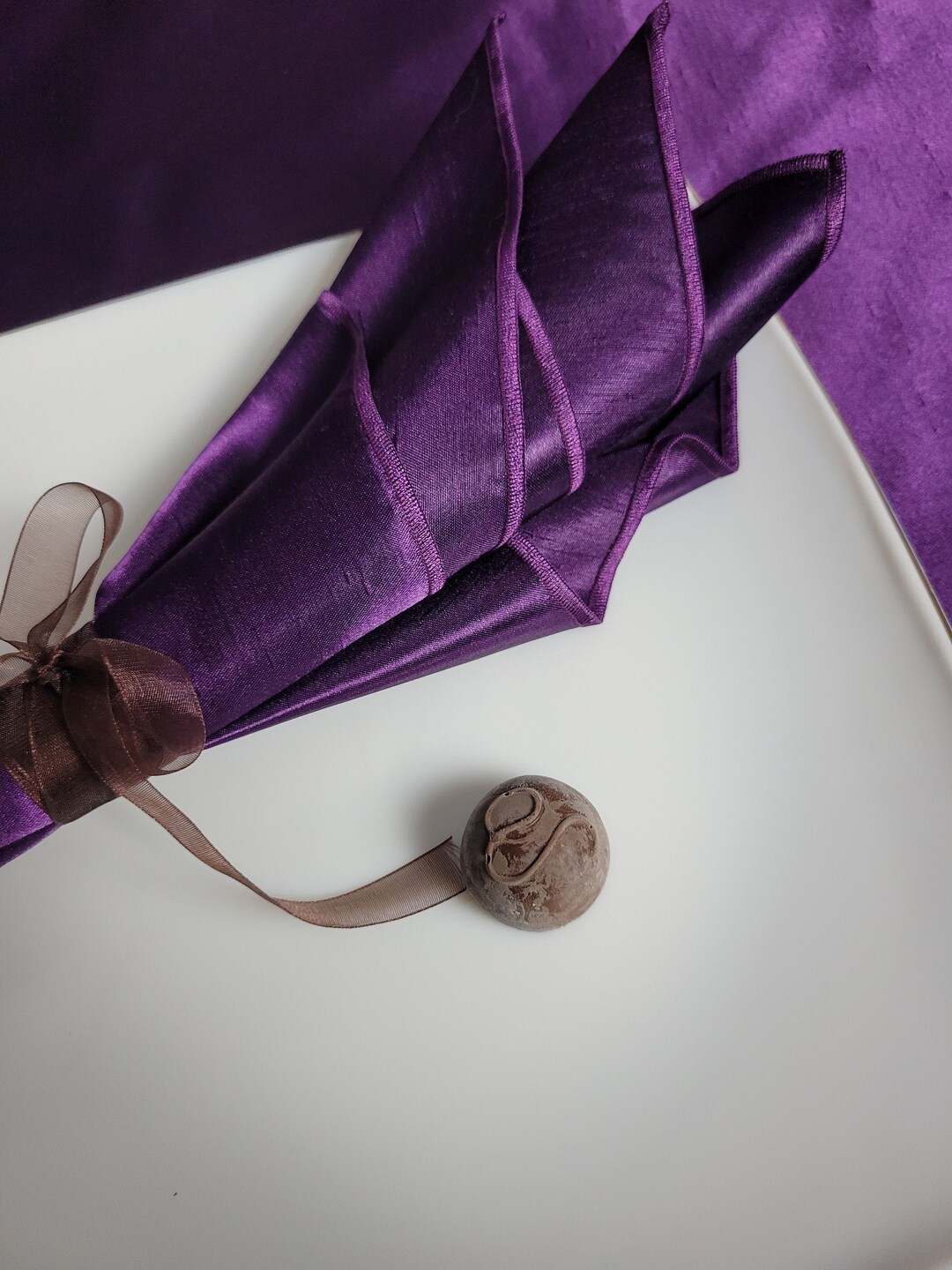 Set of 4 or 6 Eggplant/ Plum Napkins Reversible Satin Etsy