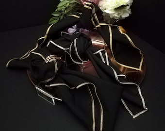 Black Dinner Napkins, Rose Gold Satin Stitch Trim, Bulk Wedding Decor, Moody Luxe Aura