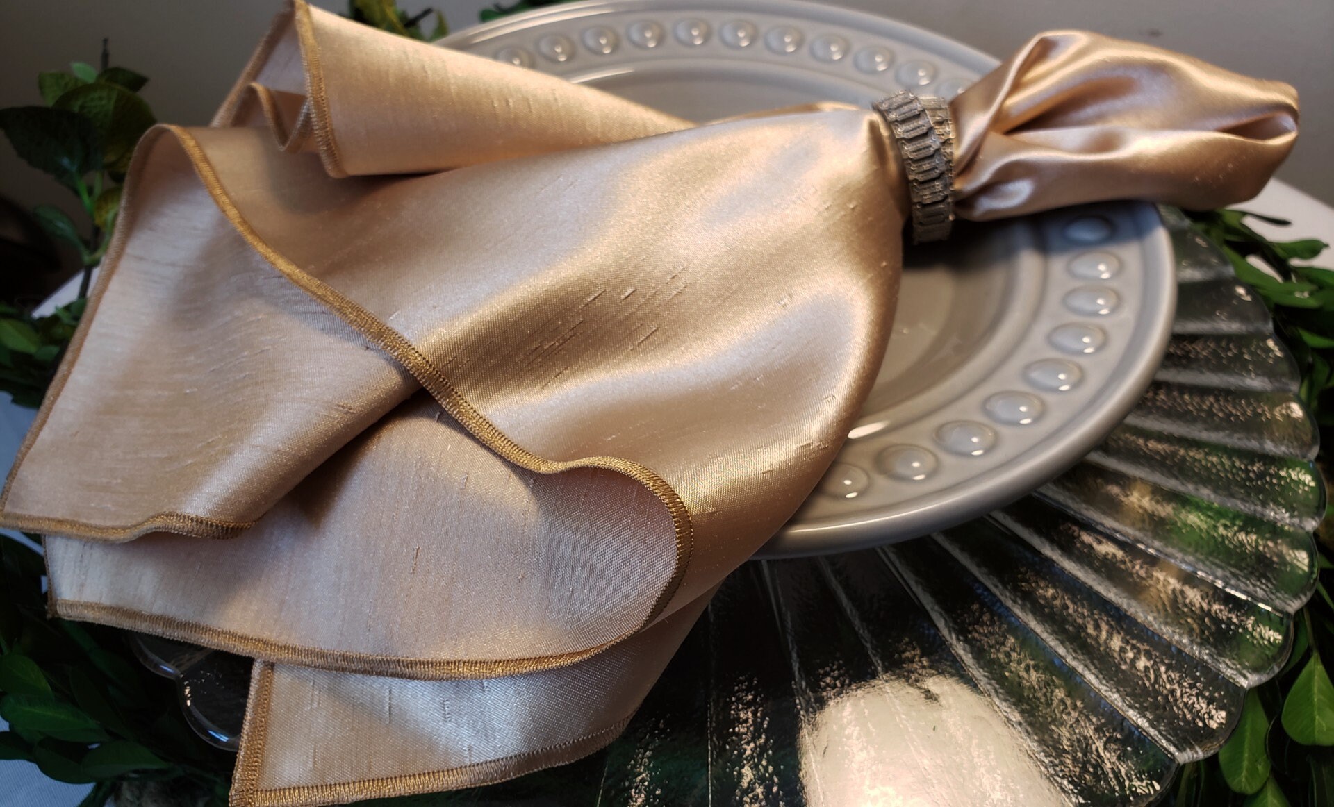 Gold Satin Napkins Gold Napkins Reversible Satin Shantung Etsy