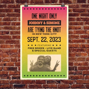 Customizable Vintage Rock Concert Style Wedding Poster