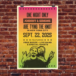 Customizable Vintage Rock Concert Style Poster v2 | Perfect Wedding or Event Guestbook Option