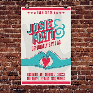 Customizable Letterpress Style Wedding / Concert Poster / Guest Book