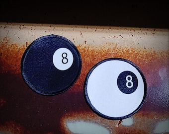 3" Circle 8 Ball Iron-On Patch | Black & White Variations | Vintage Style