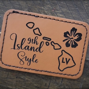 9th Island style 3x2in leatherette patches Set of 2
