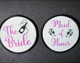 THE Bride and Maid of Honor 3in round Iron on Patches