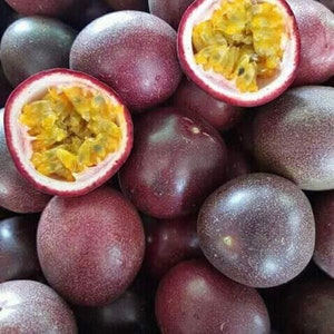 Semillas de maracuyá morado, semillas de maracuyá morado dulce, maracuyá. Semillas de frutas tropicales, Passiflora edulis.
