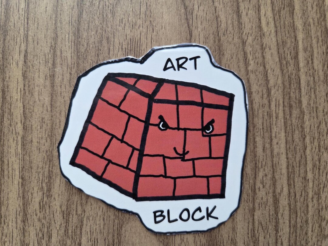 Art Block Sticker – Hand‑drawn Creative Block Character - Laptop Decal ...