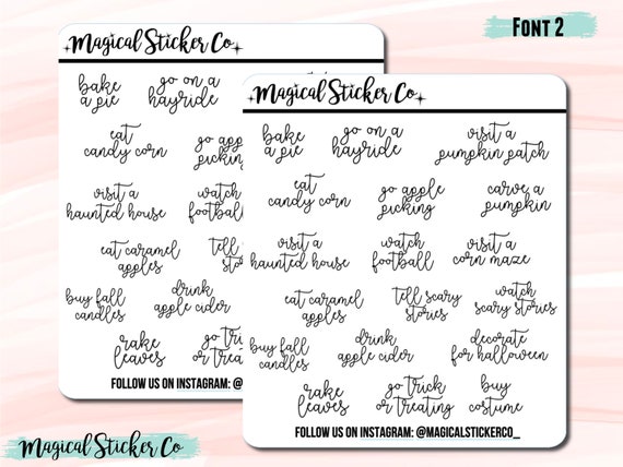 Rake Leaves Cursive Script Planner Stickers