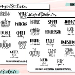 May include: Two sticker sheets with black text on a white background. The stickers feature phrases like "BRINK", "SMART HOUSE", and "THE COLOR OF FRIENDSHIP". The brand name "Magical Sticker Co" is at the top and bottom.