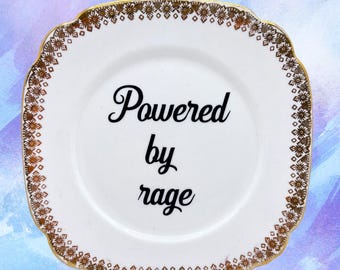 Rage 6.5” Decorative Plate | True Crime Art | Swearing Sassy Rude Gift For Friend | F Word Dish to Hang on Wall | One of a Kind Gift