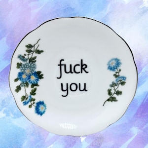 F U 5.5” Decorative Plate | Sassy Home Art | Idea For Funny Living Room or Kitchen | New House Gift | Dark Humor Decor | Swear Word Plates