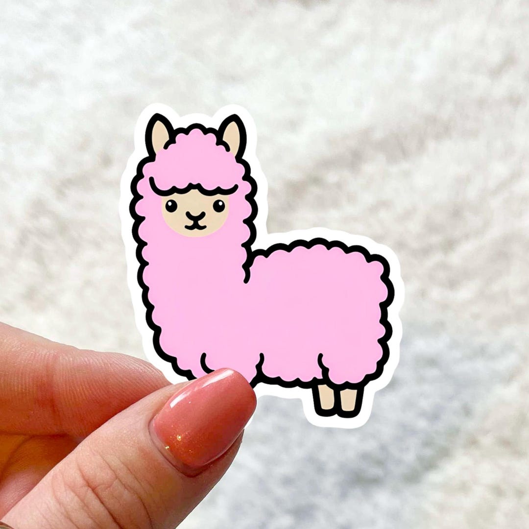 Pink Alpaca Vinyl Sticker | Cute | Water Bottle Sticker | Laptop ...