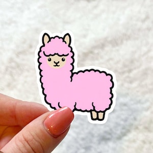 Pegatina de vinilo de alpaca rosa / Bonita / Pegatina para botella de agua / Pegatina para portátil / Pegatina para Kindle / Regalo para amantes de los libros / Pegatina impermeable /