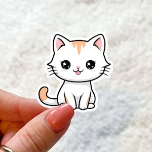 Pegatina de vinilo de gato / Bonita / Pegatina para botella de agua / Pegatina para portátil / Pegatina para Kindle / Regalo para amantes de los libros / Pegatina impermeable /