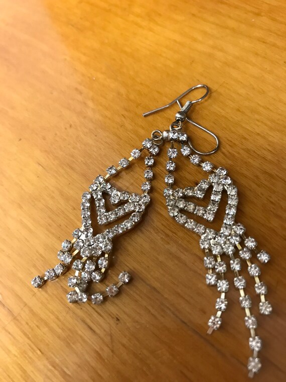 Rhinestone pierce earrings - image 3