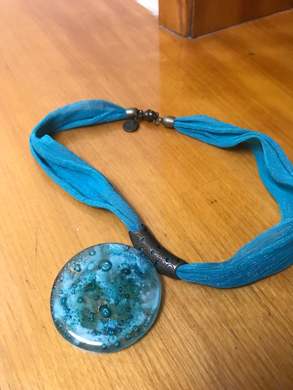 Hand made turquoise with copper necklace