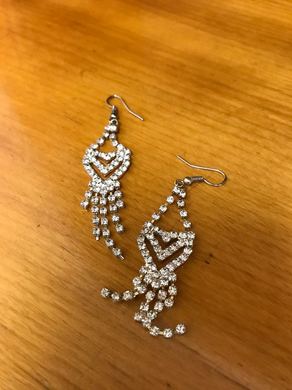 Rhinestone pierce earrings - image 1