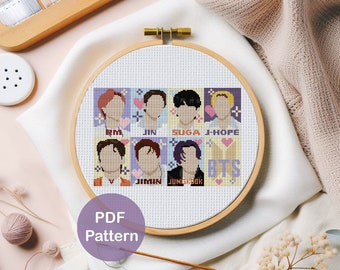 BTS cross stitch PDF pattern | Kpop Cross stitch Pattern | Instant download