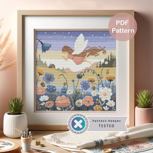 Floral Fairy Cross Stitch Pattern: Flower Landscape (Instant Download)