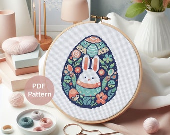 Floral Easter egg PDF cross stitch pattern | Cross stitch Pattern for Easter | Instant download
