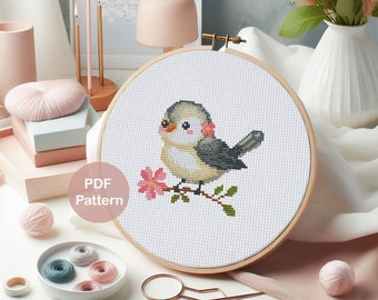 Little bird PDF cross stitch pattern | Bird Cross stitch Pattern | Instant download