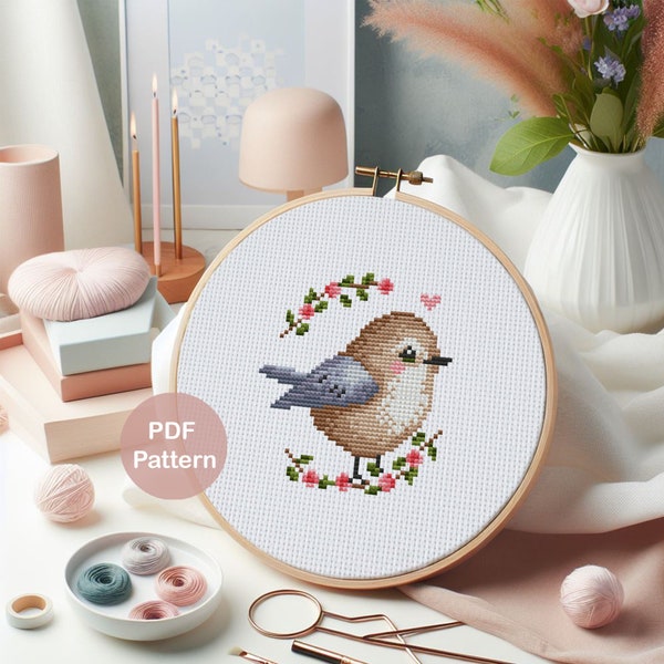 Bird PDF cross stitch pattern | Small Bird Cross stitch Pattern | Instant download | Small