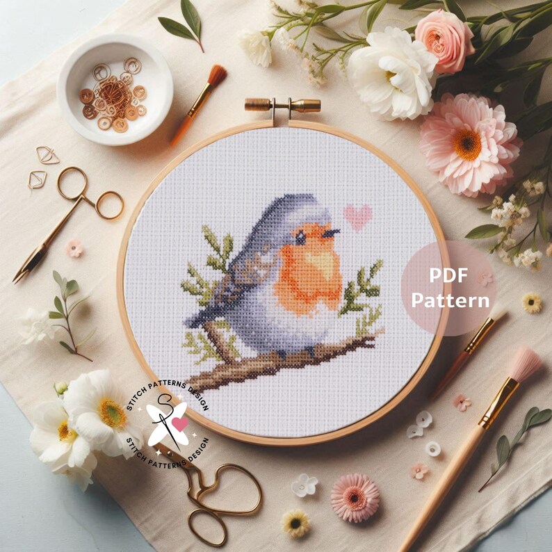 Robin Bird Cross Stitch Pattern: Detailed Chart (PDF Download) image 8