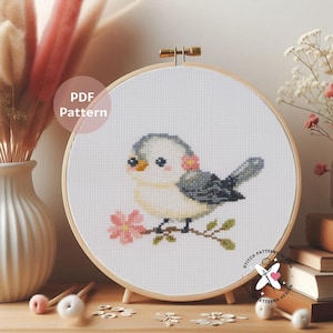 Little bird PDF cross stitch pattern | Bird Cross stitch Pattern | Instant download