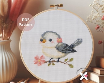 Little Bird Cross Stitch Pattern: Easy DIY Embroidery (PDF Download)
