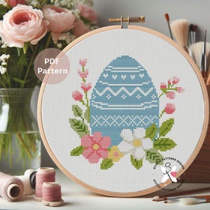 Easter Egg with Flowers Cross Stitch Pattern (PDF Download)