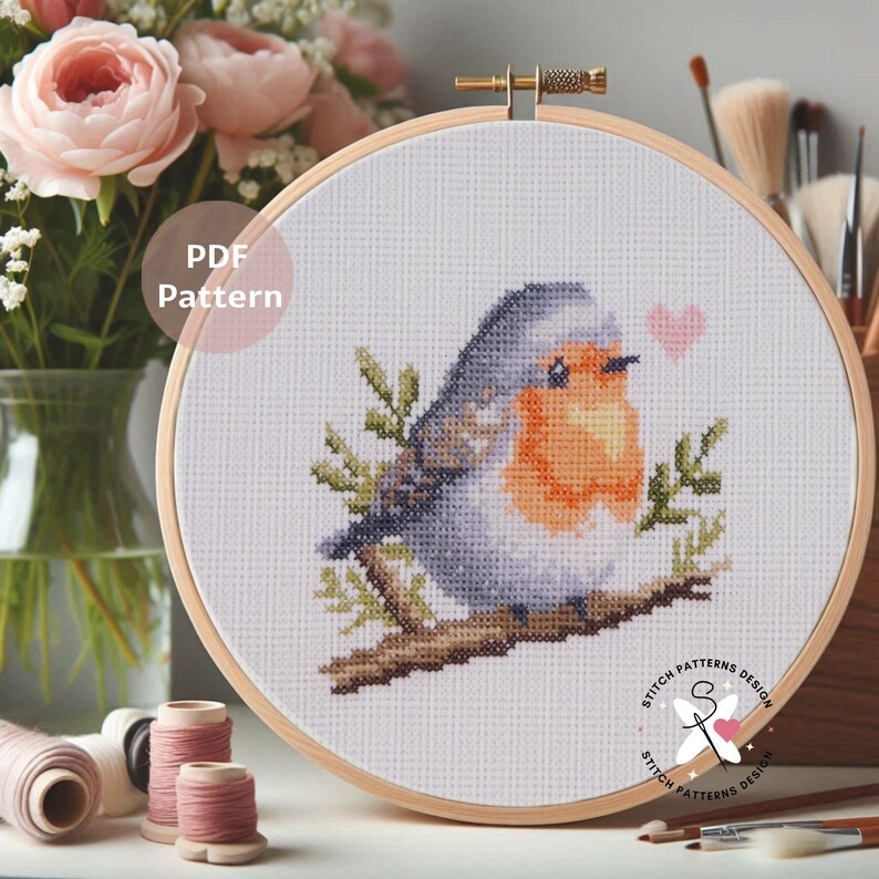 Robin Bird Cross Stitch Pattern: Detailed Chart (PDF Download) image 5