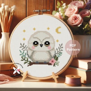 Snowy Owl Cross Stitch Pattern, Bird Embroidery Design (PDF Pattern)