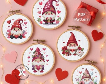 Romantisches Wichtel Kreuzstichmuster: 5er Set (PDF Pattern)