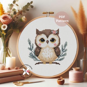 Patrón de punto de cruz de búho: Diseño de bordado de aves (patrón en PDF) imagen 9