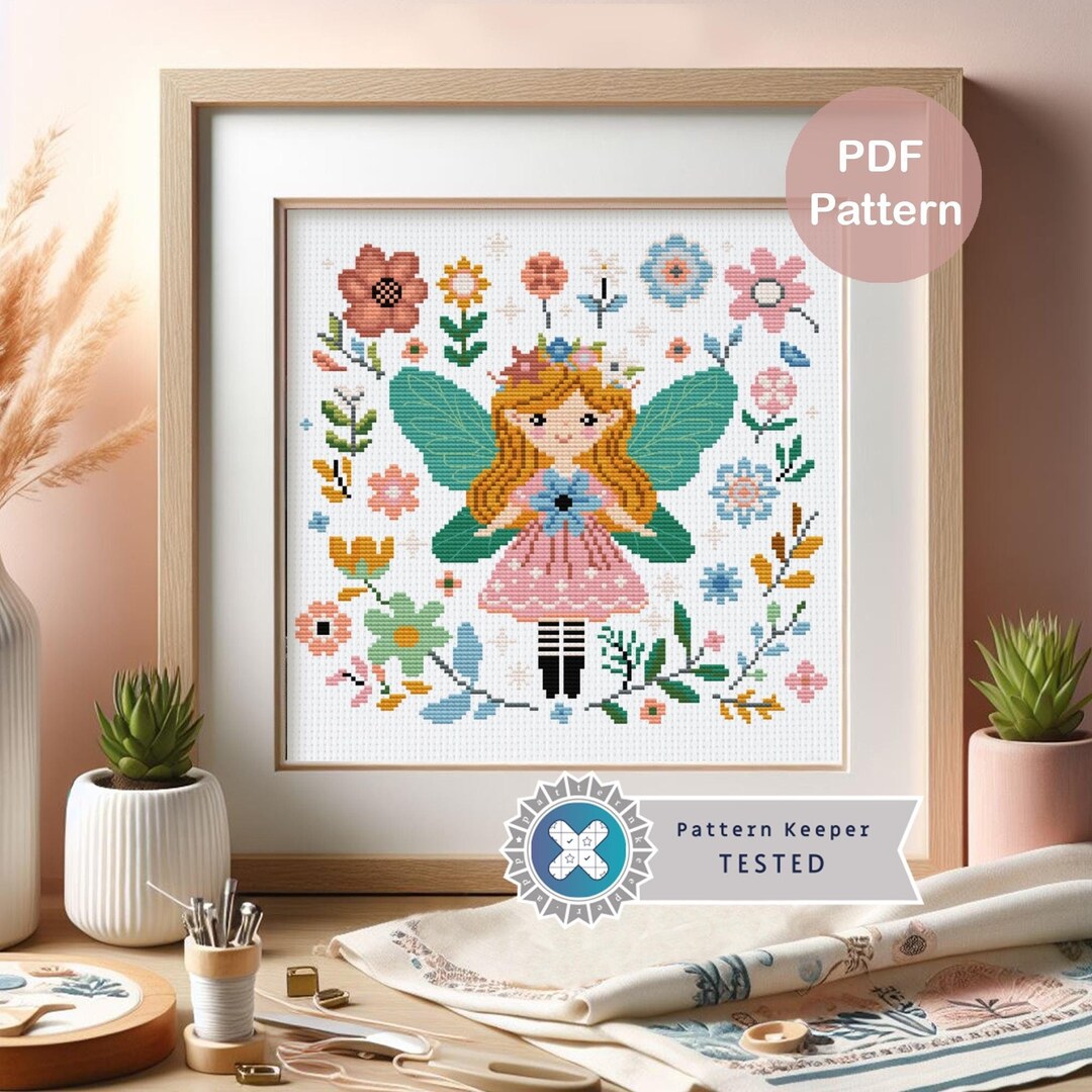 Cute Fairy Cross Stitch Pattern PDF | Modern Cross Stitch Pattern ...