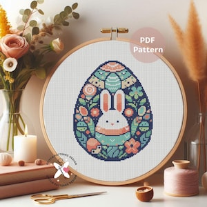 Kreuzstichmuster: Blumen Kreuzstichmuster Osterei: Frühling DIY Projekt (PDF Muster)