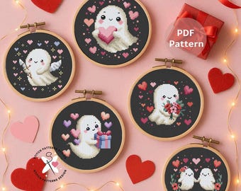 Romantisches Gespenster Kreuzstichmuster: 5er Set (PDF Pattern)