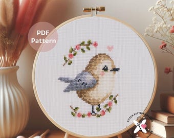 Bird Cross Stitch Pattern: Small Design (PDF Download)