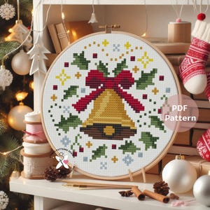 Christmas Bell Cross Stitch Pattern: Holiday DIY (PDF Download)