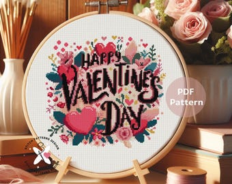 Valentine's Day Phrase Cross Stitch Pattern, Instant PDF Download
