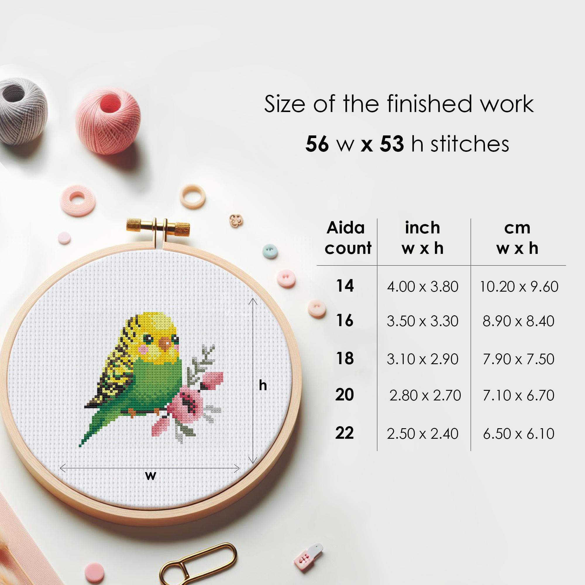 Green Budgie Cross Stitch Pattern: Bird Embroidery Design (PDF Pattern ...