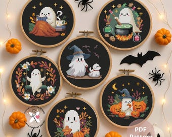 Ghost Cross Stitch Pattern: Set of 6 (PDF Pattern)