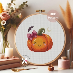 Cute Pumpkin Cross Stitch Pattern: Halloween Embroidery (PDF Pattern) image 8