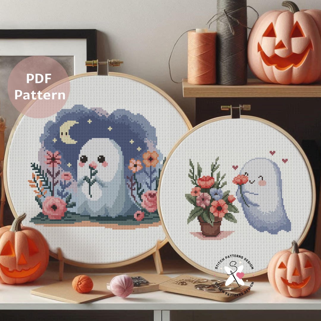 Ghost Stitching Pattern Ghosts Cross Stitch Patterns: Set of 2 (PDF Pattern) - Etsy